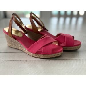 Coach Pink Espadrille Wedge Sandals - Size 8.5